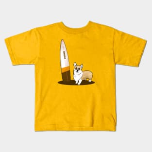 Fawn corgi surf summer Kids T-Shirt